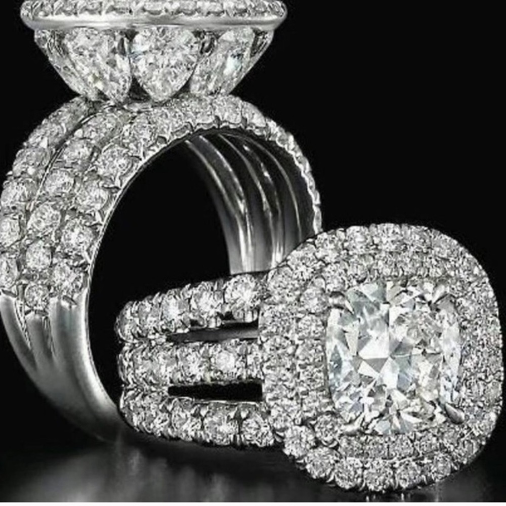 Luxury Sterling silver diamond halo ring  💍 - Picture 6 of 6